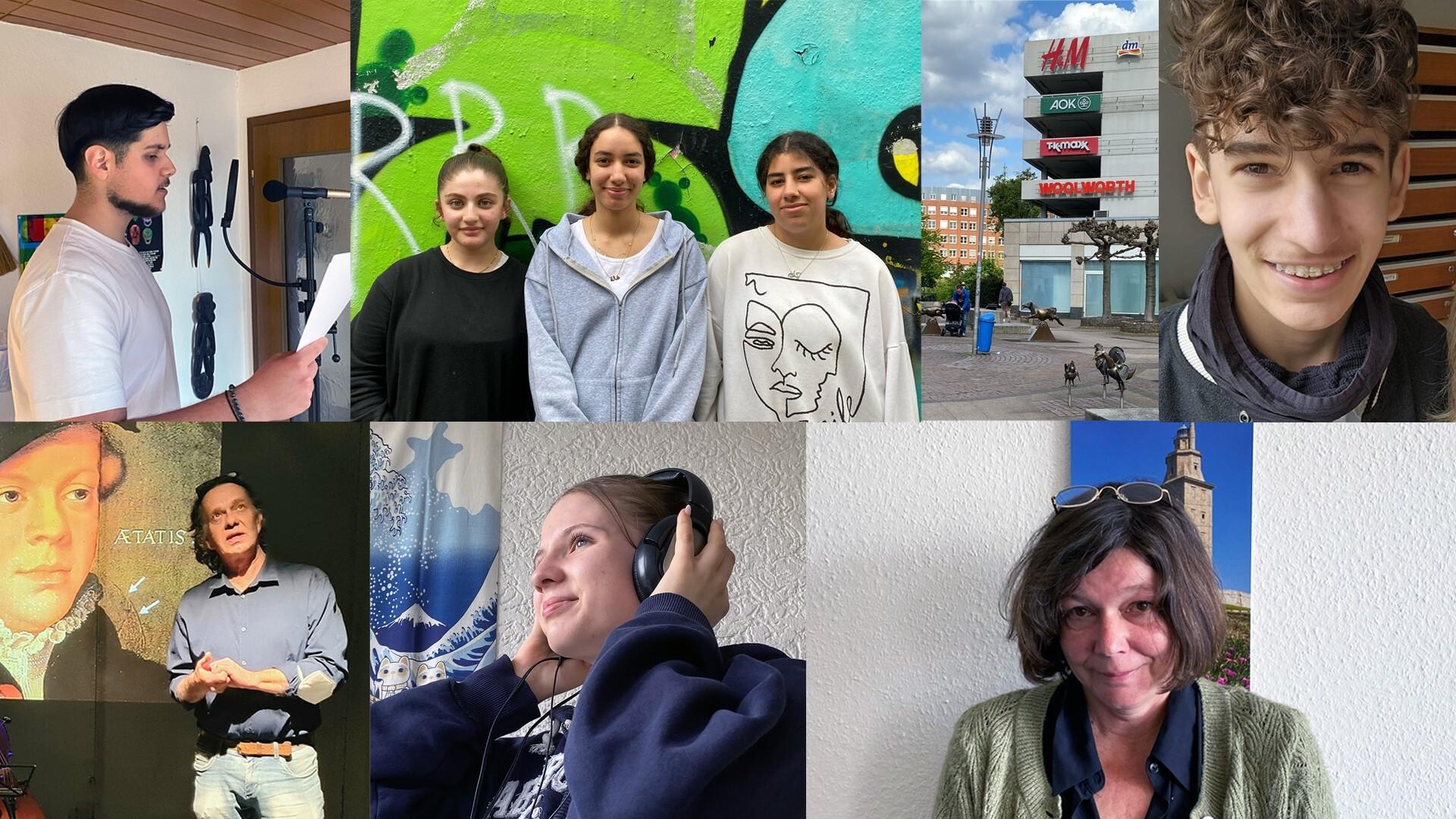 Eppinghofen Ohrengang - ein ganz besonderer Audiowalk! Man sieht die Jugendlichen und die Projektleitung von dem Projekt Ohrengang.