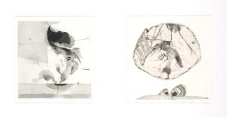 <p>Setsuko Ikai ist eine japanische Künstlerin, die an der Kunstakademie Düsseldorf studiert hat und in Berlin lebt. Viele ihrer Bilder sind von ihrer Heimat Japan inspiriert. Sie arbeitet weitestgehend abstrakt, jedoch lassen sich ihre Motive häufig mit Landschaften in Verbindung bringen.</p><p>Die Radierungen „Mittag“ und „Abend“ aus dem Jahr 1968 stammen vermutlich aus einem Zyklus, der noch weitere Tageszeiten umfasst. Auf sehr philosophische Weise nähert sich Ikai ihrem Thema an. Der Einstieg in die Radierungen gelingt dem Betrachtenden hauptsächlich durch den Eindruck, die die einzelnen abstrakten Formen in ihrer Gesamtheit bilden. So kann man die Formen bei Mittag als große Sonne auffassen, die hoch und groß am Himmel steht, während Abend das sich auflösende Licht zeigt.</p>