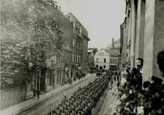 Einmarsch französischer und belgischer Truppen in Mülheim an der Ruhr am 10. Januar 1923.