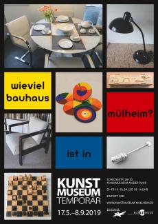 Ausstellungsplakat zur Ausstellung "Wieviel Bauhaus ist in Mülheim?"