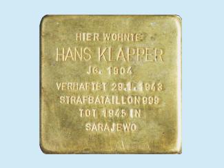 Stolperstein für Hans Klapper