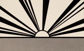 Roy Lichtenstein, Landscape 4, 1967
aus der Serie „Ten Landscapes“
Siebdruck in Schwarz auf pak-weißer Kunststofffolie (Rowlux), 28 x 45,5 cm
© 2024 Estate of Roy Lichtenstein/VG Bild-Kunst, Bonn, Foto: Alexander Voß