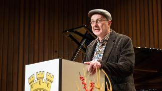 Danksagung des Preisträgers Ralf Raßloff nach der Vergabe des Ruhrpreises für Kunst und Wissenschaft 2025.