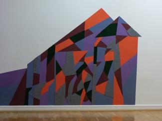 Rochsar Nayebkhail, Mosaik der Rekonstruktion, 2025, Teppichstücke und Acrylfarbe.