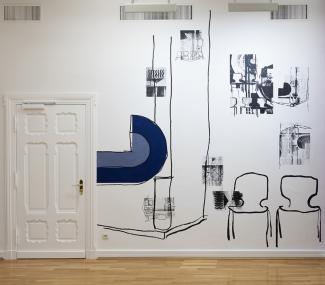 Klara Helen Böing, Zwischen Sieb und Wand- Von Fotografien über digitale Zeichnungen zu Siebdrucken auf der Wand, 2025, Siebdruck.