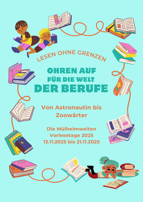 Man sieht die erste Seite des Programmflyers für die Vorlesewoche.