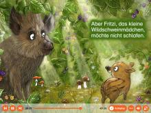 Das Bild zeigt eine Zeichnung des animierten Bilderbuches "Wie schläft der Wald?". Diese Boardstory ist über das Leselernportal Onilo verfügbar - ein Angebot der Stadtbibliothek Mülheim an der Ruhr.
